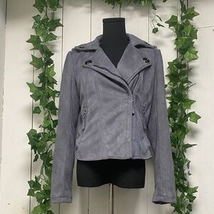 John + Jenn Women's Gray Suede Jacket